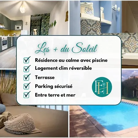 Lägenhet Le Soleil - Avec Piscine Et Parking - 15 Min Des Plages